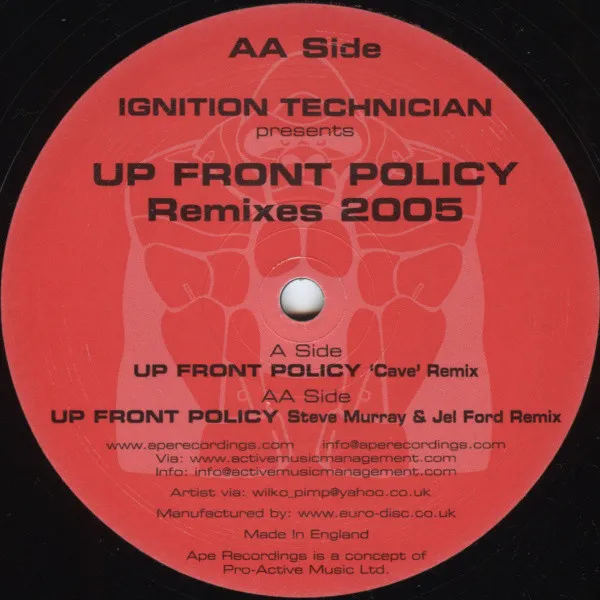 Up Front Policy Remixes 2005 Ignition Technician Ape Recordings AR001