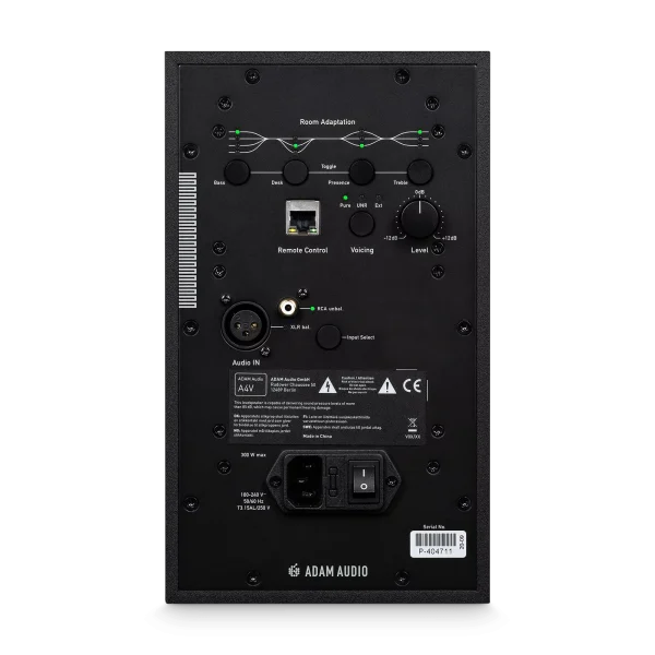 adam audio a4v studio monitor back WEB product shot 1